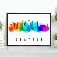 Pera Print Seattle Skyline California Poster, Seattle Cityscape Painting Unfrant Poster, Seattle California