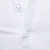 HGW košulje za muškarce modna muška udobna gornja gumba V izrez čvrsta boja tanka bluza s dugim rukavima