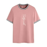 Zuwimk majice za muškarce, muški kratki rukav Hipster Longline Drop Cut majice Pink, M