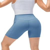 Kayotuas ženske visokog struka za bicikle kratke hlače Cross struk Workout Yoga kratke hlače trke na tajice sa džepom