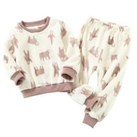 HGW Girls Odjeća za zimsku odjeću Toddler Boys Girls Winter Long rukava crtani otisci Pajamas Sleep