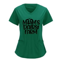 Ljeto T Zelena ženska majica dugačke majice za žene Ispis kratkih rukava V izrez s punim košuljama bluza