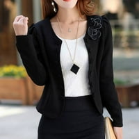LisingTool Ženske vrhove modne žene s dugim rukavima Applique luk dvostruki kratki kardigan mali odijelo