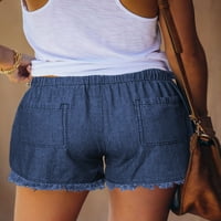 Žene Ljeto nacrtavanje džepova potamljeno Tencel Jean trake kratke hlače Žene visokog struka