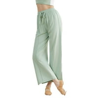 Shomport Capri pantalone za žene široke noge joga hlače visoke struk casual labave hlače