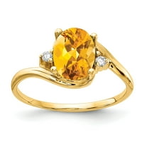 14k žuto zlato 8x ovalna cvjetna provjera AA Real Diamond Ring