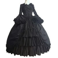 Shiusina Modne žene Vintage Gothic Court Square Carlar Patchwork Bow haljina Black XXL