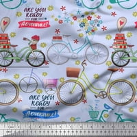Tekst tkanina za pamučnu pamučnu padu, cvjetni i biciklistički prijevoz Tkanina za ispis pored dvorišta