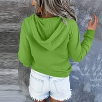 Funifet Hoodies za žene Ženska kapuljača u boji dugih rukava Ležerne bluze pulover vrhove 1-zelene s