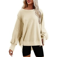 Hoodies za žene dukserica za žene Ženske prevelike porijeklo, čvrsta boja, pulover s dugim rukavima