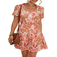 Prednjeg swwalk dame mini haljine cvjetno ljeto plaže sa rukom kratkih rukava haljina casual casual