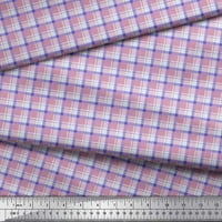 Soimoi Pink Rayon Crepe tkanina Plaid Provjerite ispisanu obrtnu tkaninu uz dvorište široko