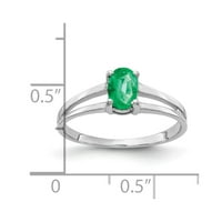 Čvrsta 14k bijelo zlato 6x ovalna smaragdna zelena maja drago kamenje zaručničke prstene veličine 5