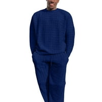 Muška moda Veliki pleteni džemper s dugim rukavima Sportski casual odijelo Deep Blue XL