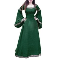 Ženske haljine zazor tiskani scoop vrat a-line maxi labav ljetni haljina s dugim rukavima zelena 5xl