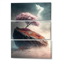 Art DesimanArt Usamljeni trešnje trešnje na litici Tree platno Art Print - paneli
