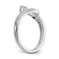 Čvrsti 14K bijeli zlatni angažman dijamantski oblikovani zakrivljene zakrivljene vjenčane prsten za