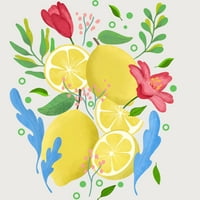 Limunski cvjetni juniori Athletic Heather Krem grafički tee - Dizajn ljudi M