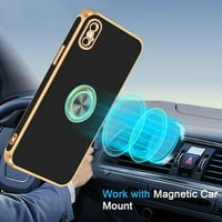 iPhone futrola, iPhone XS futrola sa držačem postolja, 360 ° okretni magnetni stickstand sjajni pozlaći