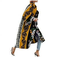 Ženski kaputi modne žene tiskane džepne jakne Outerwear Cardigan Overcoat dugačak kaput