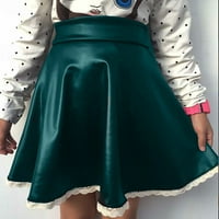 Ženska modna visokog struka Tutu čipkala je puna čvrsta kratka suknja zelena jedna veličina
