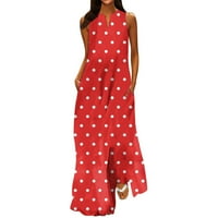 Ljetne haljine za žene Ležerne prilike cvjetno print Duboko V izrez bez rukava Bohemian Flowy Long Maxi