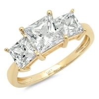 2.62ct Princess Cut White Sapphire 18K žuta zlatna godišnjica Angažmane kamene prstene veličine 8
