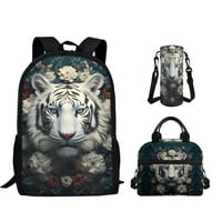 Tiger uzorak studentski ruksak za dečake sa vrećicom za ručak i poklopcu za vodu - krajnji kombinirani set