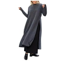 Ženska modna jesen i zima labav krupne veličine Knit čipke labave haljine velike veličine kapuljača