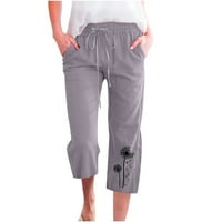Daqian ženske hlače odobrenje moći ženske ležerne tiskane elastične hlače ravno širom nogu pantalone