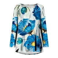 Scyoekwg Ženske vrhove Dressy Casual Fals Fashion Loot Fit Bluzes Tunic Tops Classic Cvijeće Štampano