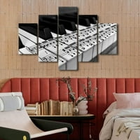 Uokvirena muzička tema Platno Zidno umetničko set, 50 x24 muzička napomena na ključevima klavira na zidnom platnu umetničko dekor
