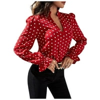 Bluze za slobodno vrijeme s dugim rukavima Grafički otisci vrhovi Henley Ljeto za žene crveno l