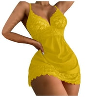 Donje rublje za žene seksi babydoll vidi kroz hemise čipkavu mrežnu noćnu odjeću Yellow M