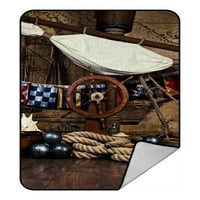Pirates Brod paluba s upravljačem i zastava bacajte pokrivač pokrivačica plus