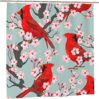 Cardinals Bird Colorful tuš zavjesa 72x72in Vodootporna poliesterska tkanina crvena ptica na grani zastori za kuke, tuš za zavjese za kućno kupatilo uređenje