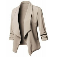 Ženski rad Ležeran otvoreni prednji kardigan čvrsti dugi rukav bluže jakne lagani rever modni kaput