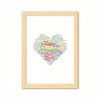 Ljubav Heart Rainbow LGBT WordCloud Dekorativni drveni slikarstvo Naslovnica Dekoracija Slika Frame
