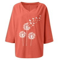 Funichet bluze za žene rukav V-izrez cvjetne košulje casual labave udobne vrhunske majice pamučna posteljina
