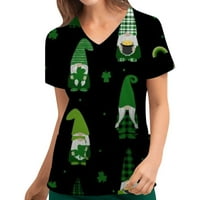 Daqian Womens Plus Veličina T-majica modna ženska žena St. Patrick's Day Ispis kratkih rukava V Vrhovi