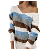 Djevojke modni patchwork pleteni čvrsti kardigan s dugim rukavima vrhovi labavog pulover džemper