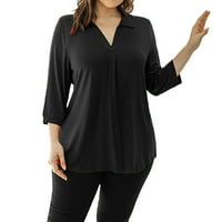 Jiyugala ženski gumb dolje majice plus veličine labavih ležerskih vrhova