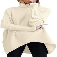 Ženska kornjača dugih rukava sa rukavima asimetrični rub Ležerni pulover Duks pletenje vrhovi