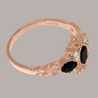 Britanci izrađeni 18K ružičastog zlatnog prstena sa prirodnim safirnim i kubnim cirkonijskim ženskim