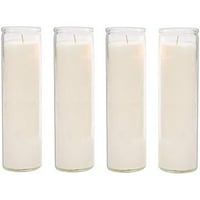 Hetayc klasične bijele svijeće u staklu, set od 4, visoke