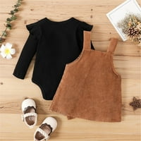 Kali_store Outfit Outfits za Toddler Baby Girls Jesen Zimska odjeća Postavite kafu, 6- mjeseci