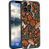Crno-narandžasto-goth-cvijeće-shroom-cotthecore-gljiva-šumska futrola za iPhone za žene za žene Muškarci
