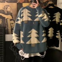 Prodaja Muškarci Ležerni Slim Fit džemper Lazy Style Christmas Drvo Ispis Knit Crewneck džemper Boja