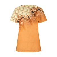 Ženski kvadratni vrat kratkih rukava s kratkim rukavima cvjetna tiskana majica Ljetni ruffter Side Split