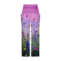 Mrat Ljetne hlače za žene pune dužine hlače modne dame udobne tiskane boje crkvene slobodne hlače džepove